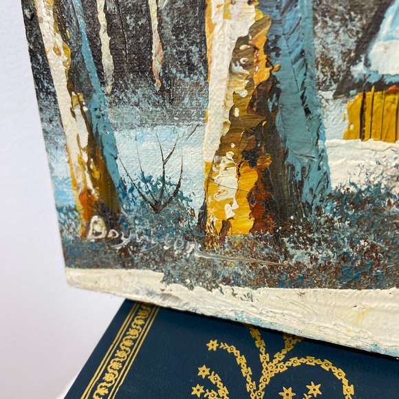 Original Oil Painting, Artist Signed-Winter Scene of Cabin - Picture 3 of 7